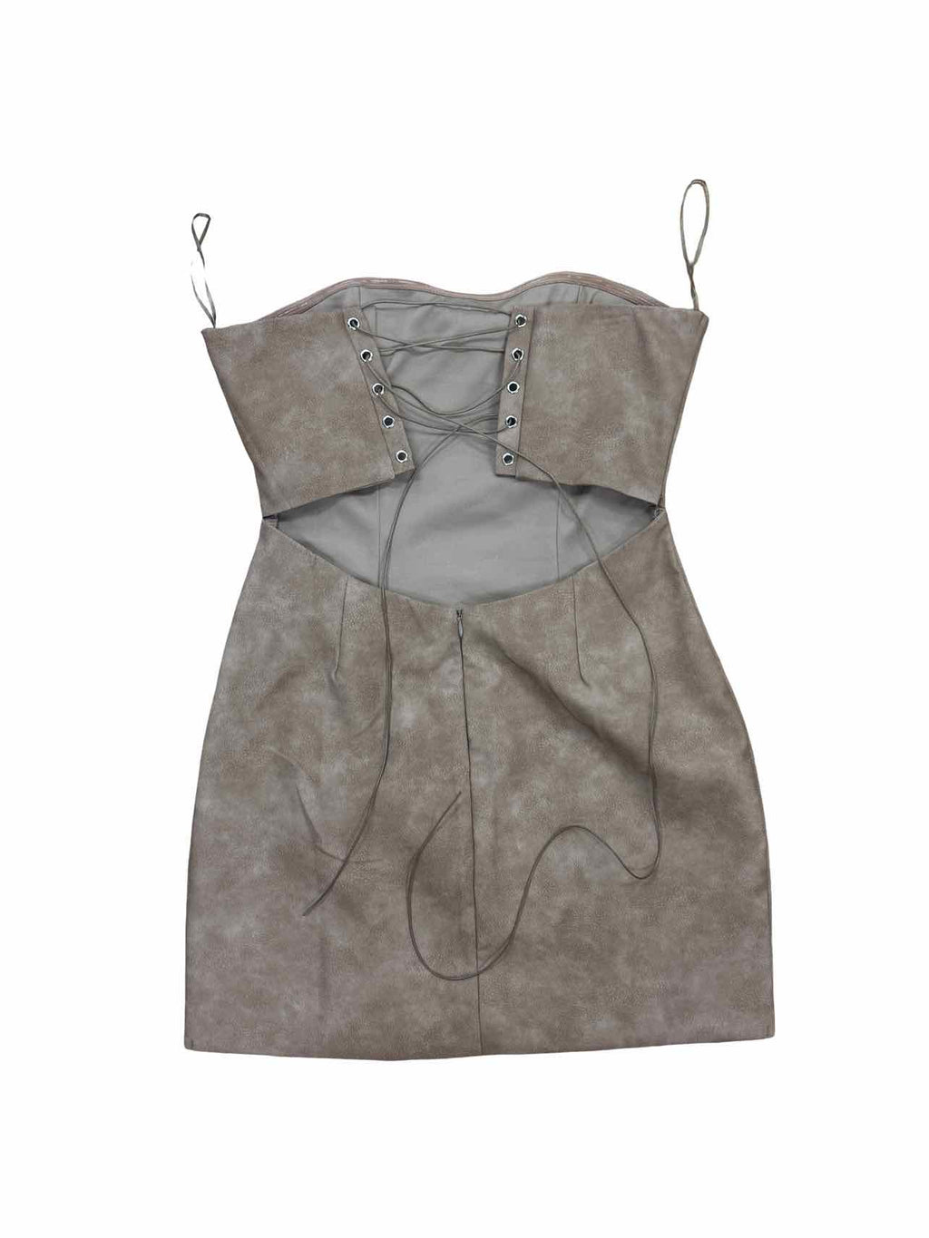 ANTHROPOLOGIE TIC TOC EMBROIDERED STRAPLESS LACE-UP FAUX LEATHER SIZE: M