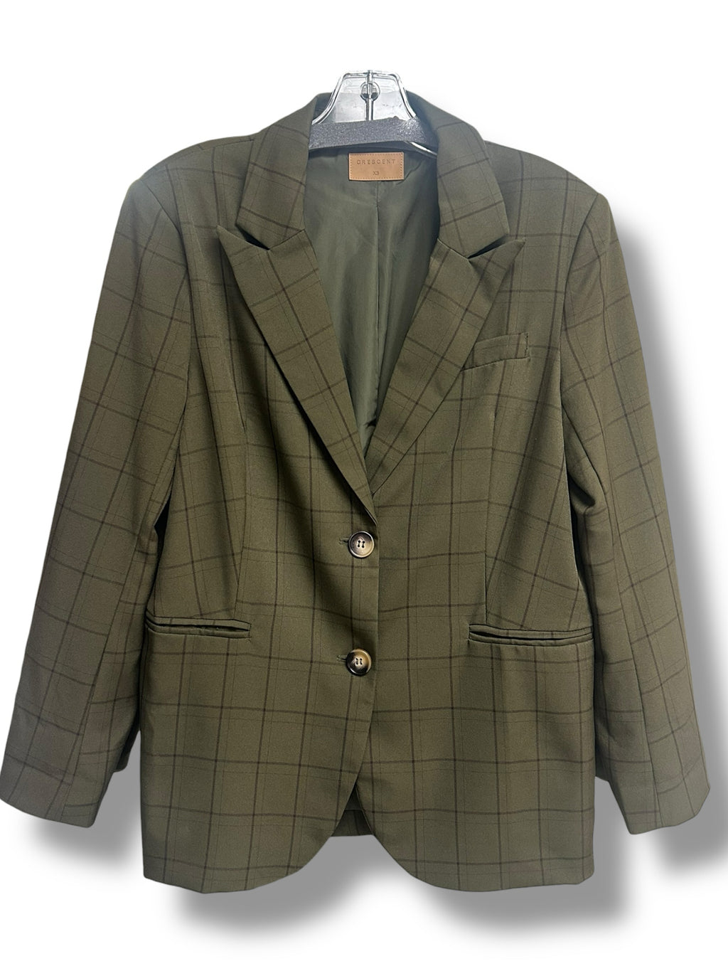 CRESCENT GREEN PLAID 2-BUTTON MEN'S INSPIRED BLAZER SIZE XS