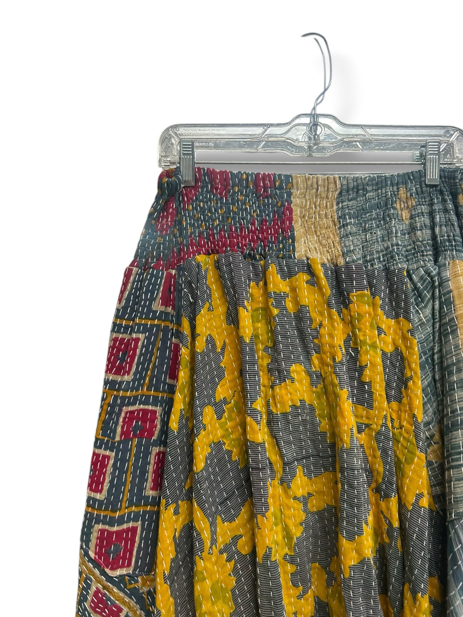 KANTHA BAE NWT GREEN YELLOW OVERSIZED HAREM QUILTED PANTS ONE SIZE