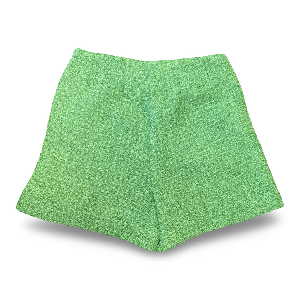 ENDLESS ROSE KELLY GREEN TWEED SPLIT TOP SHORT SET SIZE XS