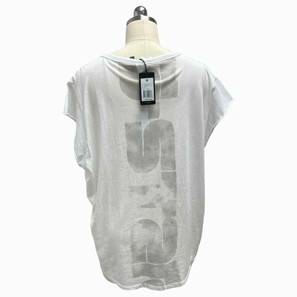 G-STAR RAW NWT! RUCHED SIDE CAP SLEEVE WHITE TEE SIZE XL