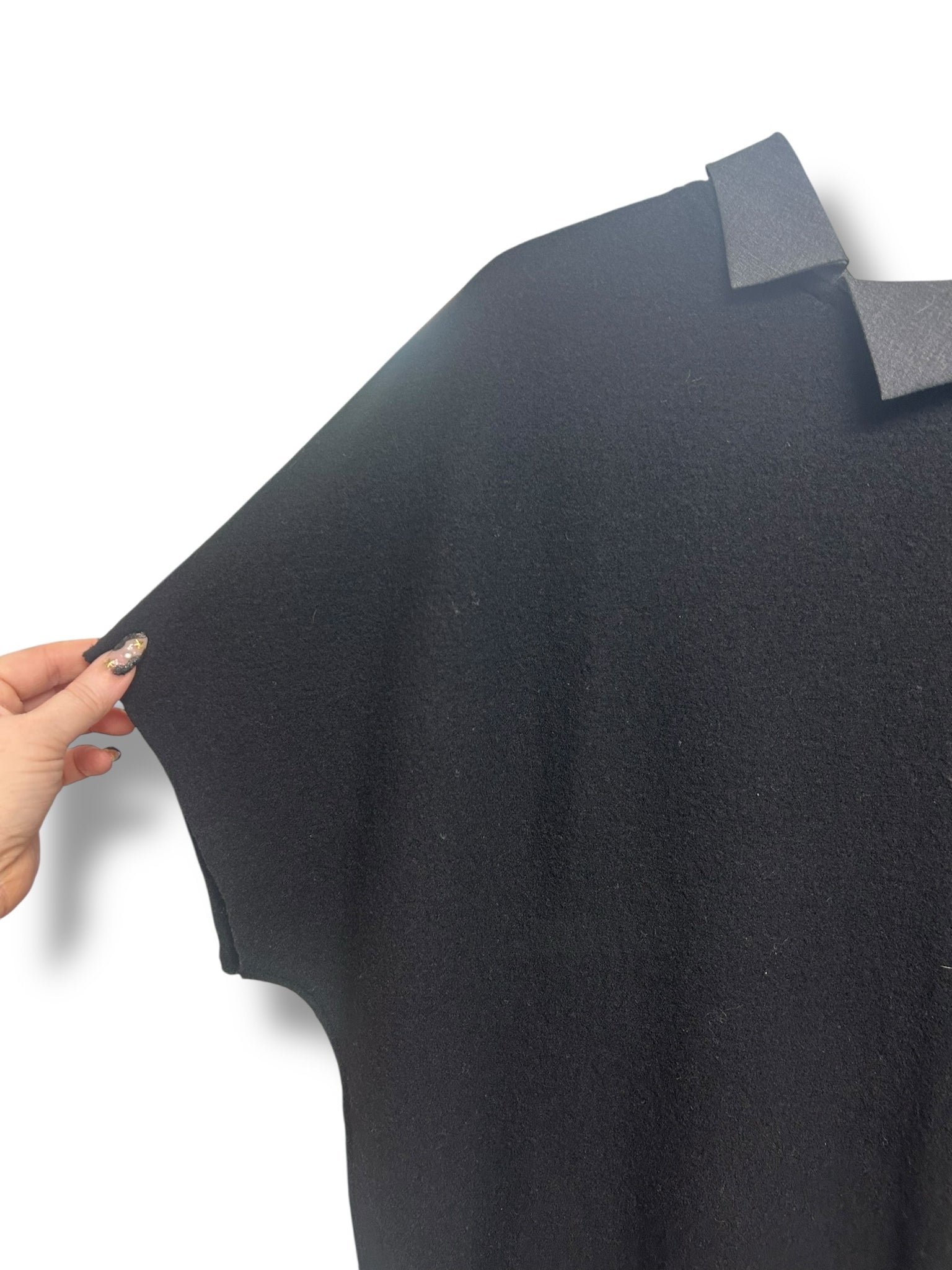 ELEMENTE CLEMENTE ECO WOOL BLACK LAGENLOOK BOXY COLLAR TOP SIZE LARGE - WEARHOUSE  CONSIGNMENT