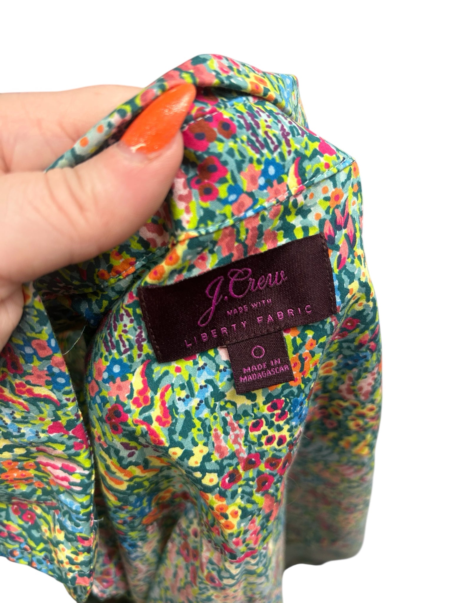 JCREW LIBERTY LONDON PRINT FLORAL MULTI SLIM FIT BUTTON DOWN SIZE 0