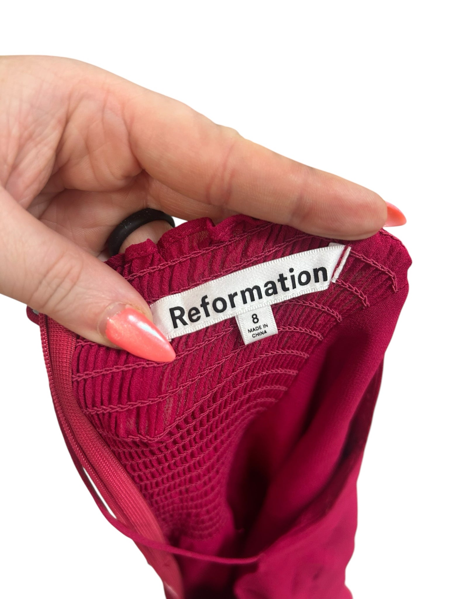 REFORMATION JULIETTE VISCOSE STRAPPY SWEETHEART MIDI DRESS SIZE 8