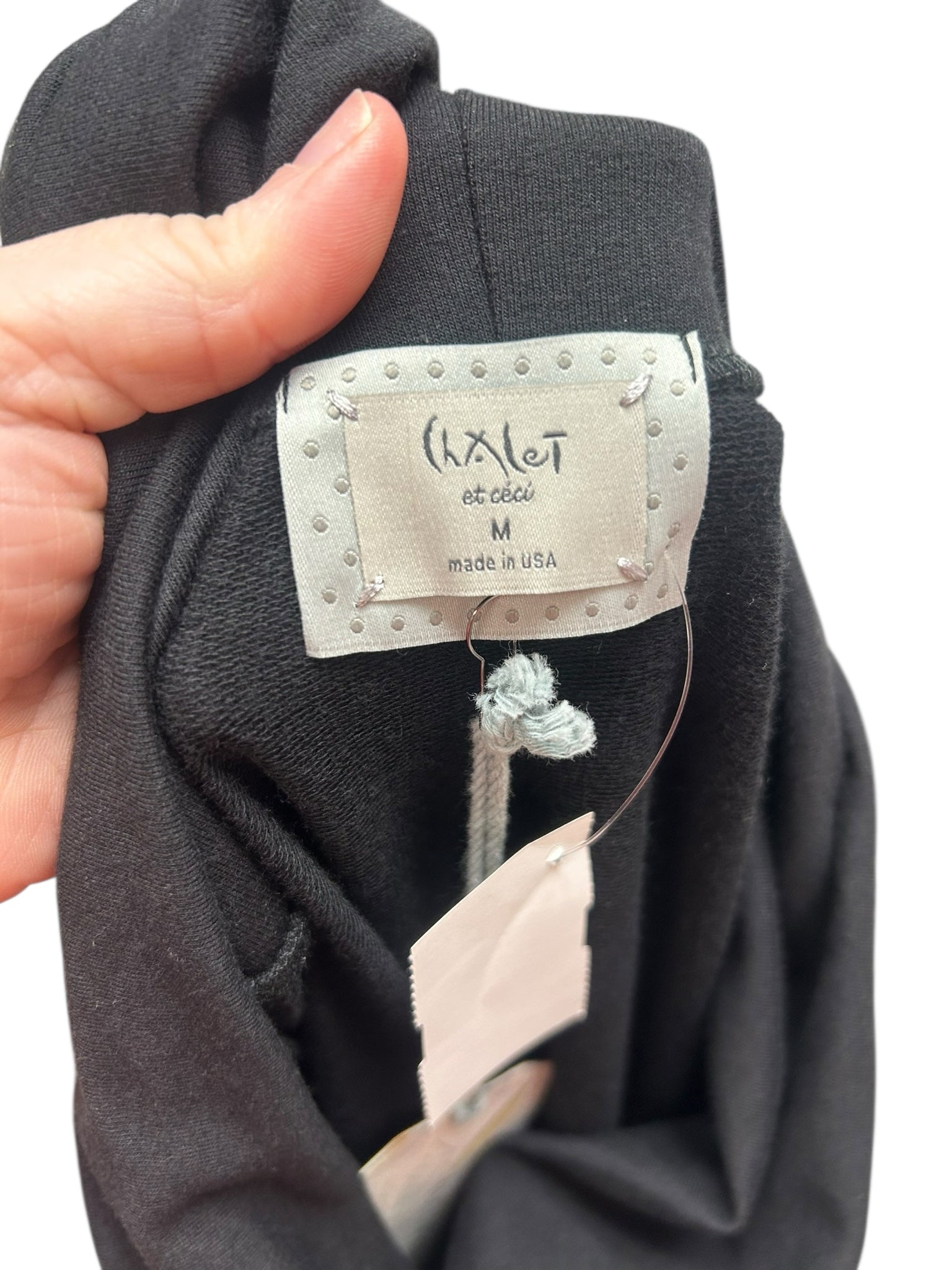 NWT CHALET COWL NECK TUNIC BLACK LONG SLEEVE WITH SIDE BUTTONS SIZE MEDIUM