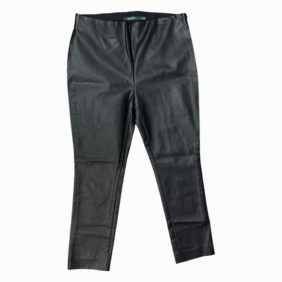 RALPH LAUREN FAUX LEATHER SKINNY BLACK TROUSER SIZE 12