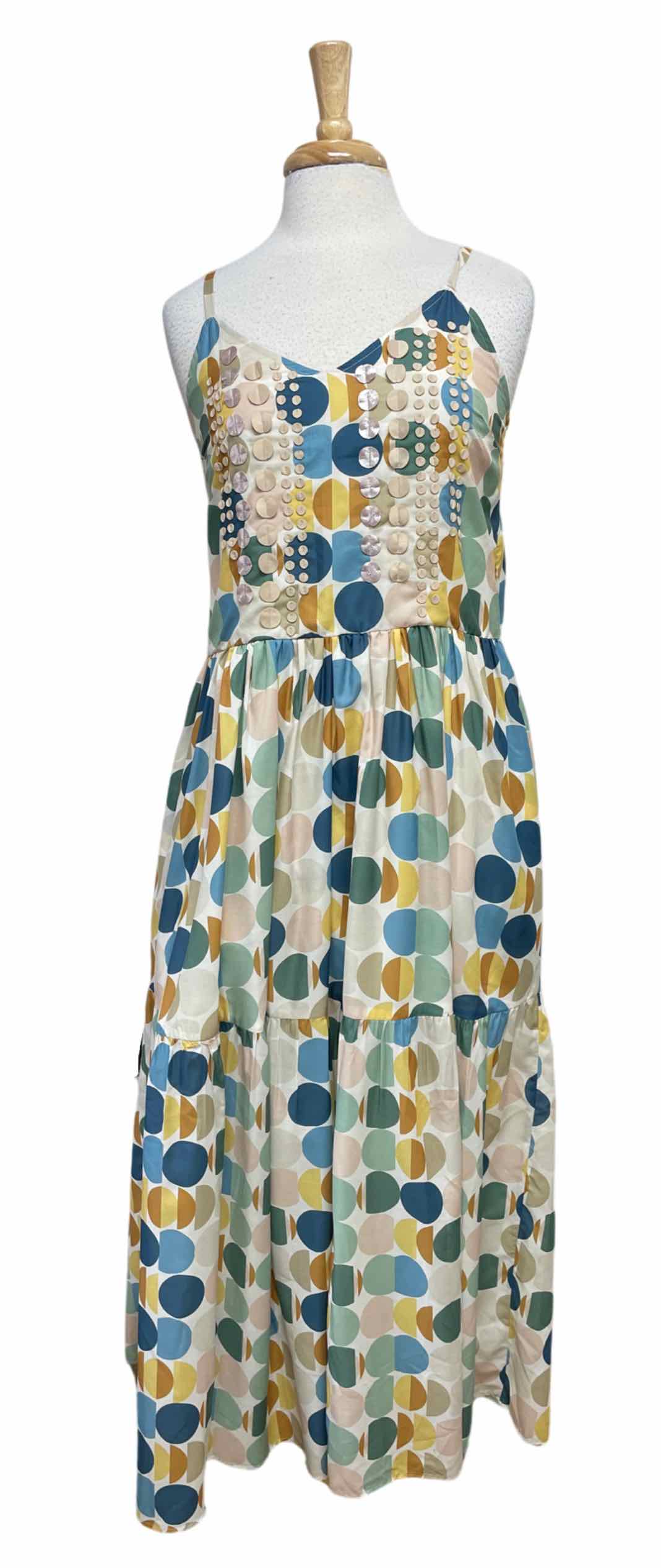 ANTHROPOLOGIE PANKAJ & NIDHI FRANCOISE MAXI POLKA DOT MULTI-COLOR DRESS SIZE S