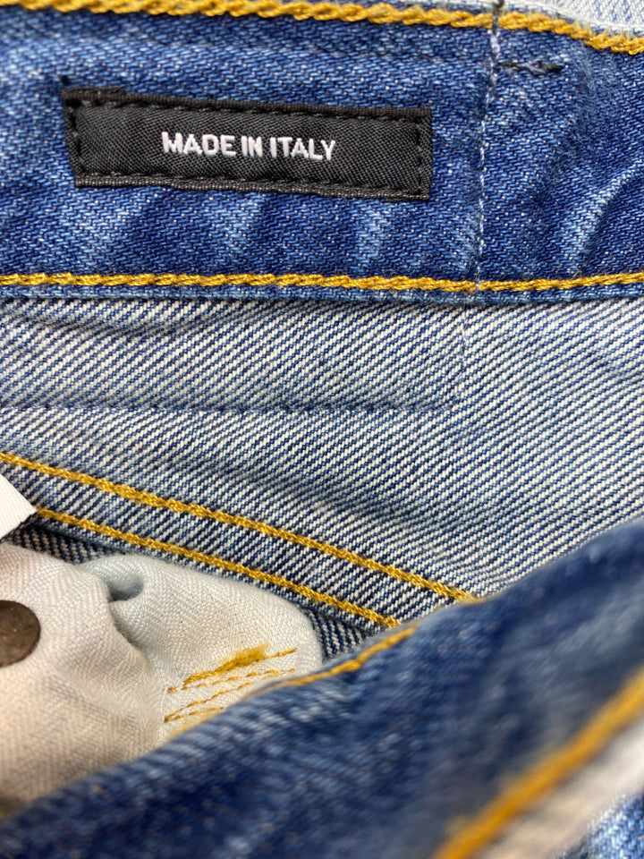 R13 AXL DISTRESSED DENIM SHORTS IN CARLTON WASH SIZE 25