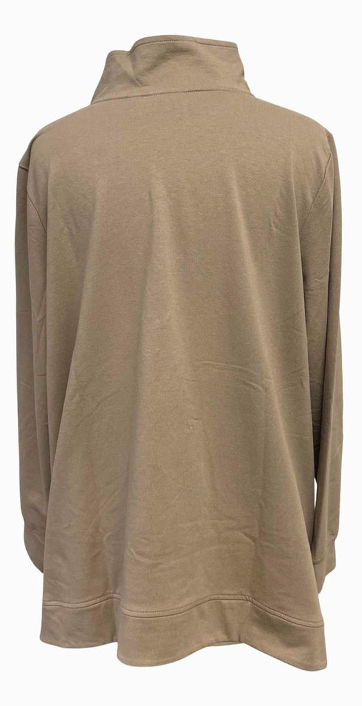D & CO NEW! 1/4 ZIP PULLOVER TAN TOP SIZE 1X