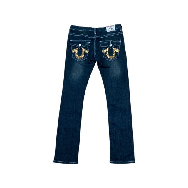 TRUE RELIGION JOEY SUPER T SKINNY JEANS W/ SEQUIN ACCENT