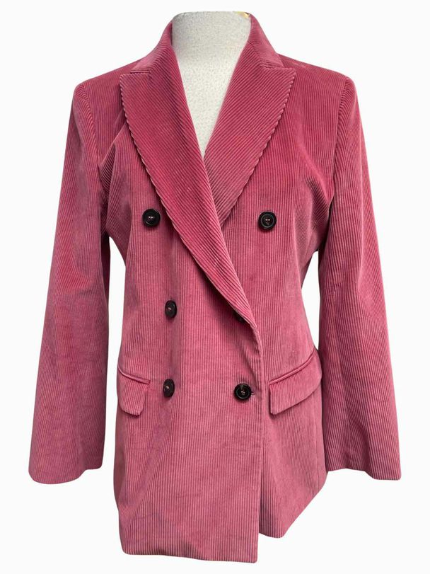 WEEKEND MAXMARA OMETTO CORDUROY DOUBLE BREASTED ROSE BLAZER SIZE 12