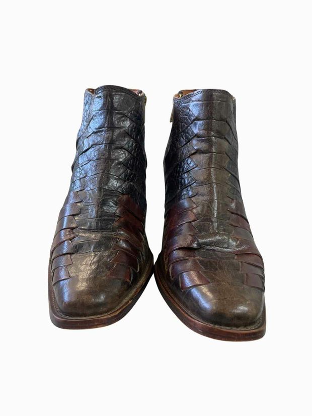 FREE PEOPLE ALLIGATOR EMMET DISTRESED WESTERN LEATHER BOOT SIZE 40