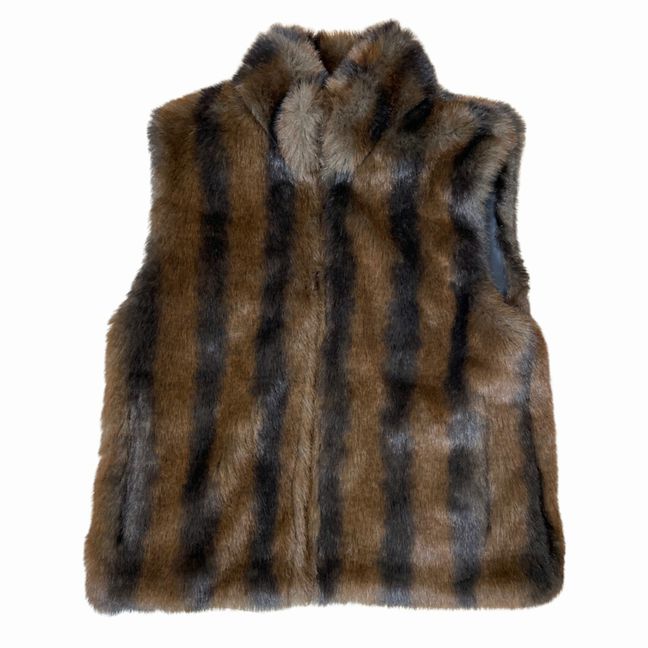 COACO NEW YORK REVERSIBLE FAUX MINK ZIP BROWN/BLACK VEST SIZE S– WEARHOUSE  CONSIGNMENT
