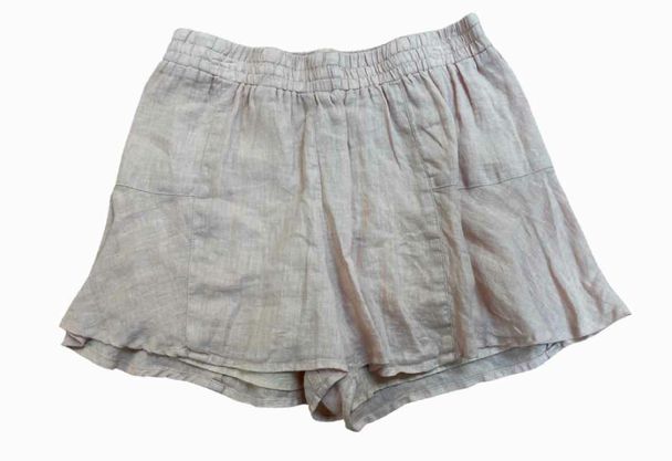 MAVEN WEST 100% FRENCH LINEN FLARE SHORTS IN MISTY ROSE PINK SHORTS SIZE XS