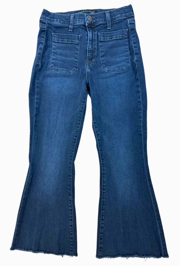 VERONICA BEARD SHERIDAN EXAGGERATED FLARE PATCH POCKET HIGH RISE JEANS IN DARK INK SIZE 27