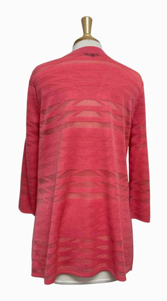 MISOOK ONE HOOK SHEER LS CORAL CARDIGAN SIZE PM