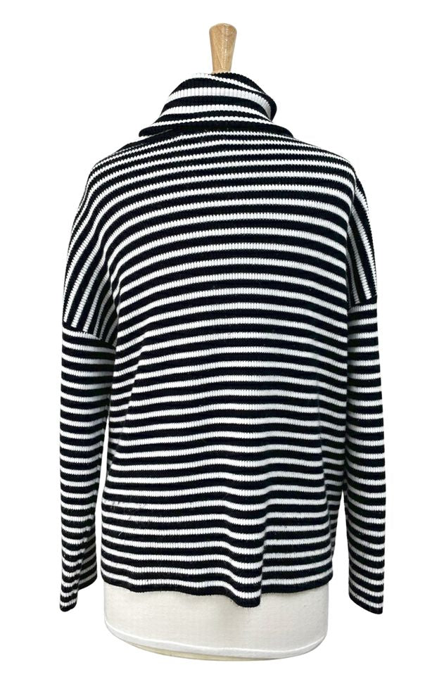FRENCH CONNECTION STRIPED COWL NECK BLACK/WHITE SWEATER SIZE S