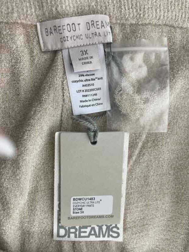 NWT! BAREFOOT DREAMS STONE COZYCHIC ULTRA LITE EVERYDAY PANTS SIZE 3X