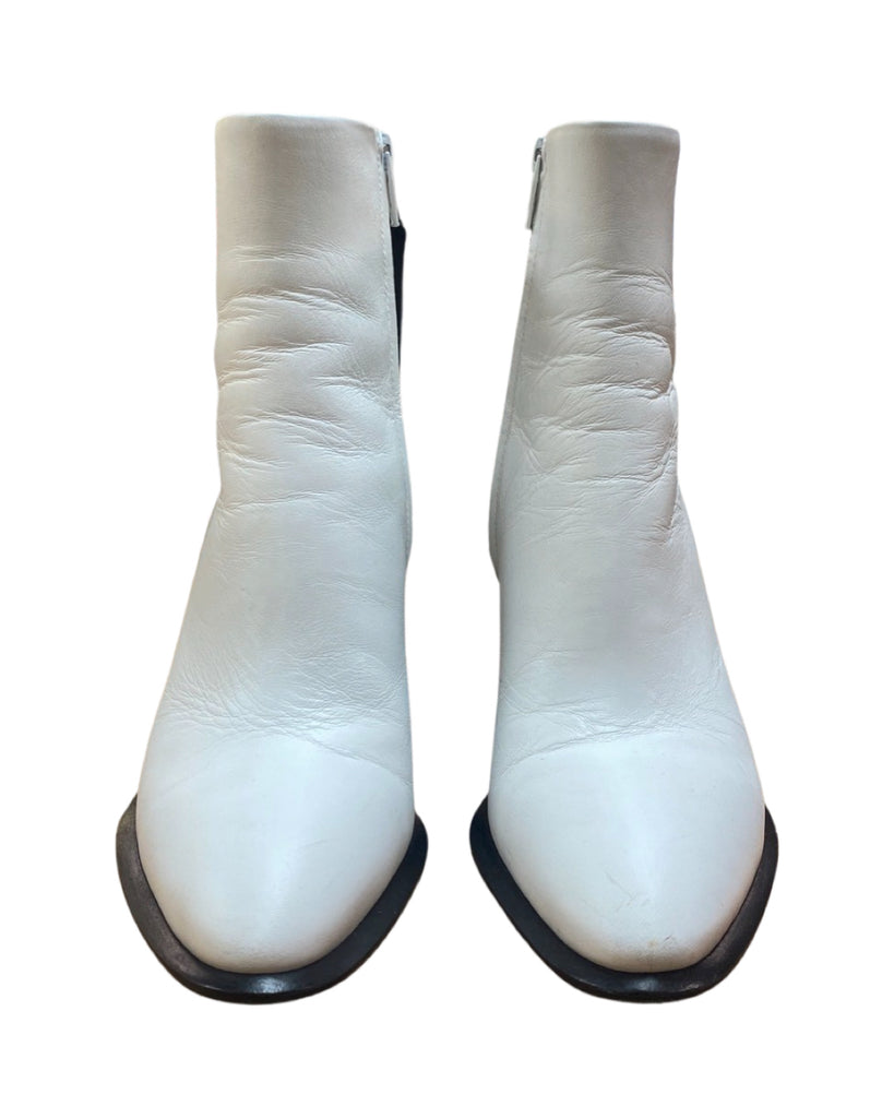 ALEXANDER WANG WHITE ANNA LEATHER ANKLED BOOT SIZE 7.5
