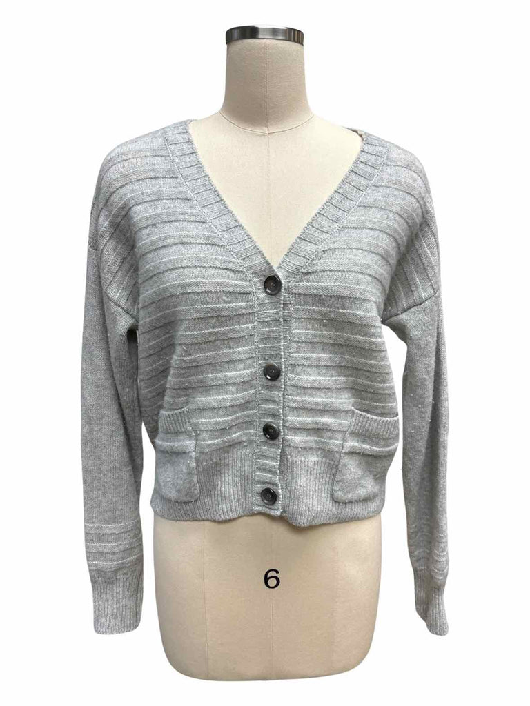 ALLUDE GREY BUTTONED WOOL CARDIGAN SIZE XS