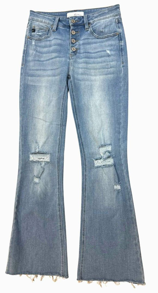 KANCAN BUTTON FLY MAMA BLUE JEAN WITH A KICK SIZE 7