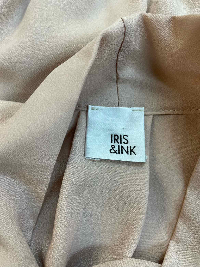 IRIS & INK LAVALLIERE SILK PUSSY BOW BLUSH BLOUSE SIZE S