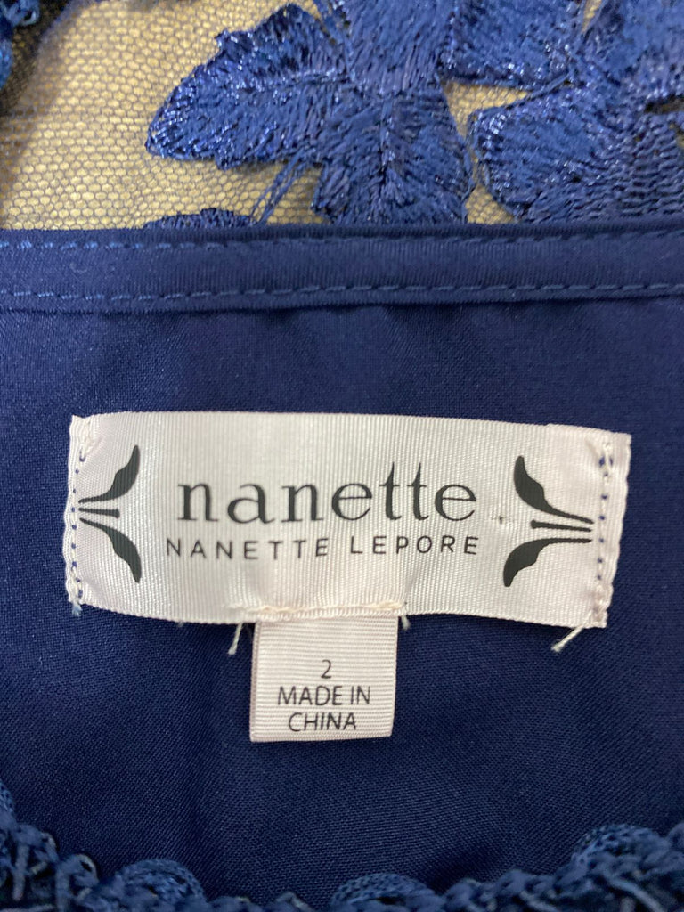 NWT! NANETTE LEPORE NAVY LORENZO LACE OVERLAY DRESS SIZE 2