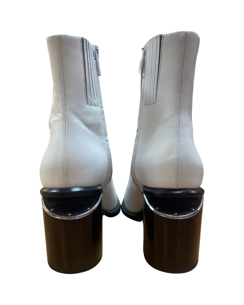 ALEXANDER WANG WHITE ANNA LEATHER ANKLED BOOT SIZE 7.5