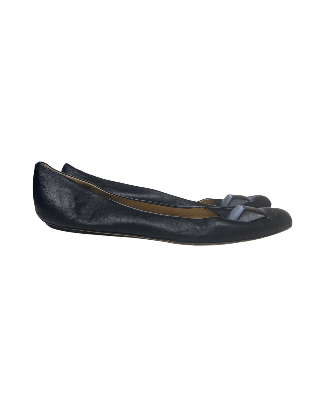 MAXMARA BLACK ITALIAN LEATHER BALLET FLAT SIZE 40/US 10