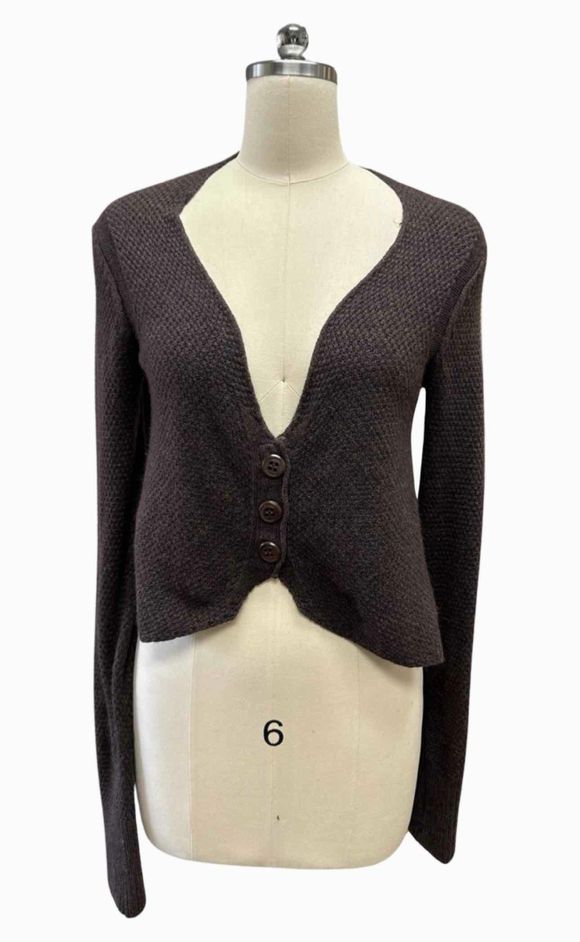 COTELAC CROPPED BUTTON BROWN SWEATER SIZE 1