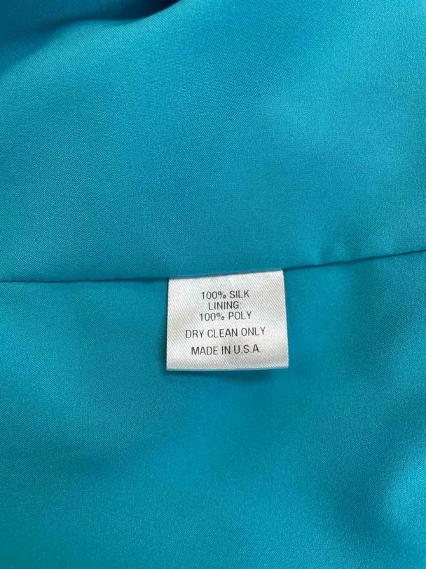 ALICE & TRIXIE SILK STRAPLESS RUFFLE HEM TIE WAIST AQUA DRESS SIZE XS
