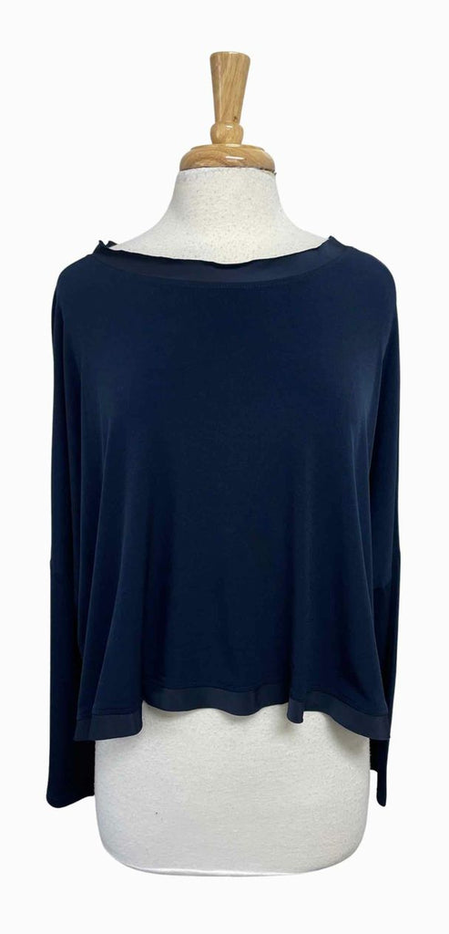 PLANET BY LAUREN G MICROFIBER BOXY DOLMAN SLEEVE NAVY TOP SIZE ONE SIZE