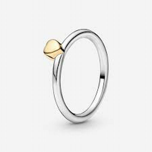 PANDORA TWO TONE GOLD HEART RING 6.5