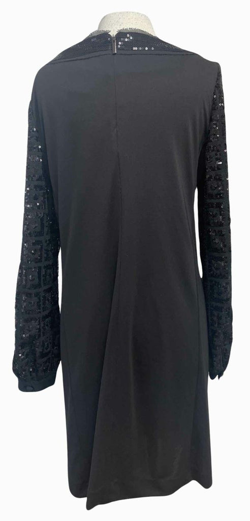 TORY BURCH SEQUIN DETAILED COCKTAIL SHIFT BLACK DRESS SIZE XL