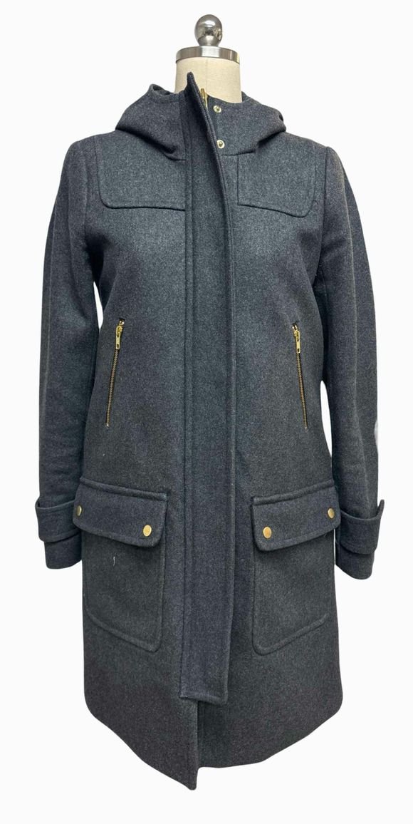 JCREW MELTON DUFFLE WOOL GRAY COAT SIZE 4 TALL