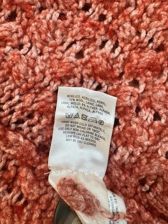 ANTHROPOLOGIE KNITTED & KNOTTED COWL NECK CROCHET BURNET ORGANE CARDIGAN SIZE XS