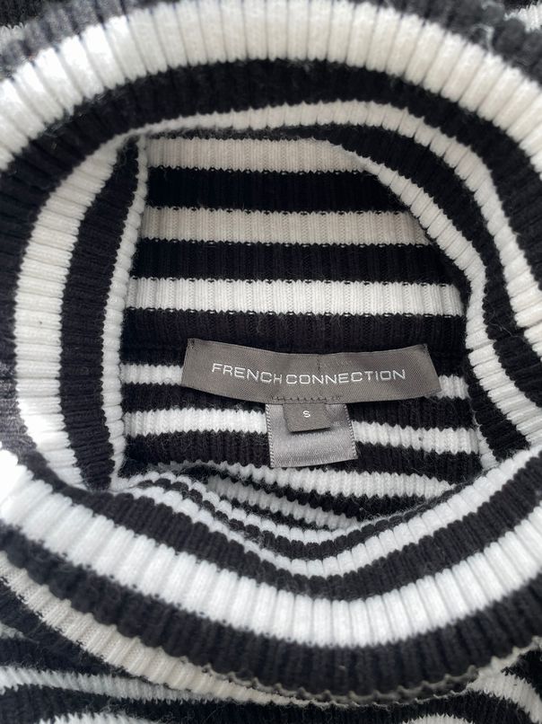 FRENCH CONNECTION STRIPED COWL NECK BLACK/WHITE SWEATER SIZE S