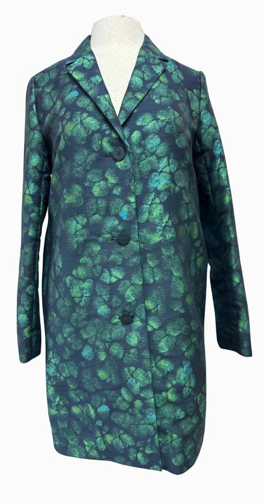 COS NWT! TAILORED JACQUARD BLUE/GREEN COAT SIZE 8