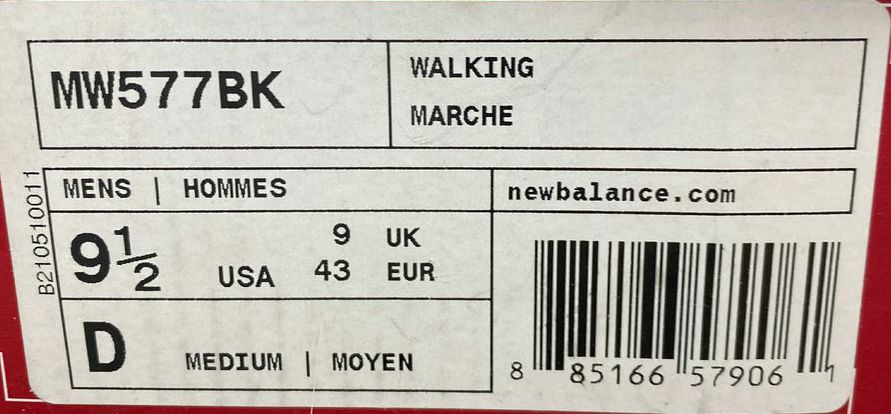 NIB! NEW BALANCE BLACK 577 WALKING SNEAKERS SIZE 9.5