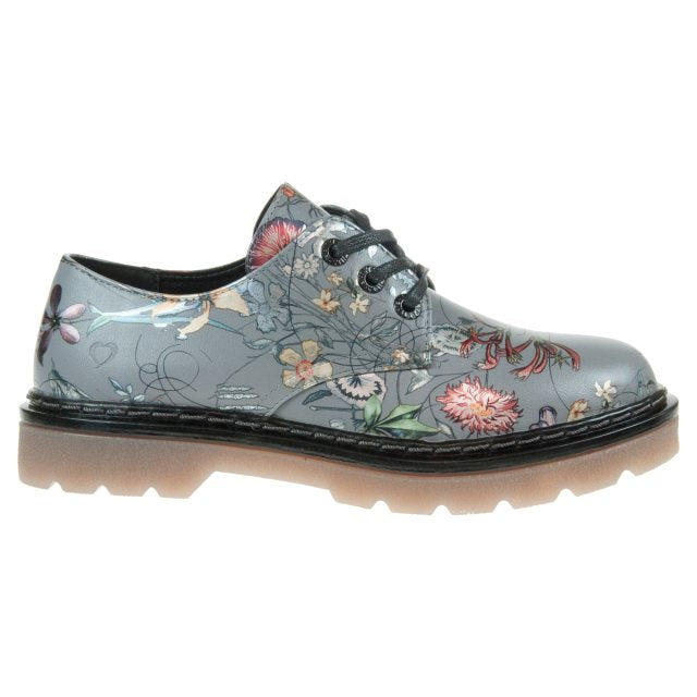 HEAVENLYFEET SILVER FLORAL LIBERTY SILVER/PINK LACE UP SHOE SIZE 7