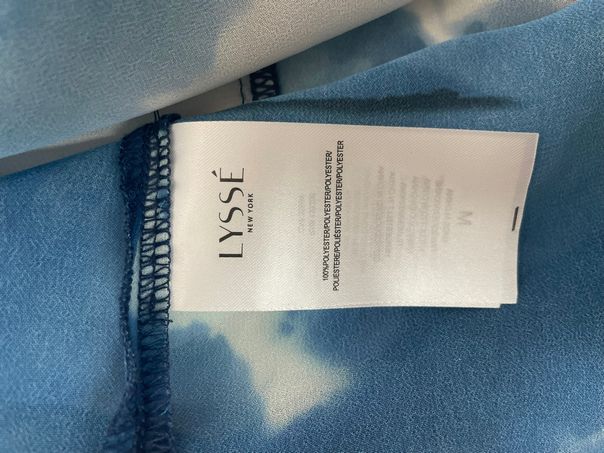 LYSSE NWT! SHEER RIBBON TIED LS BLUE BLOUSE SIZE M