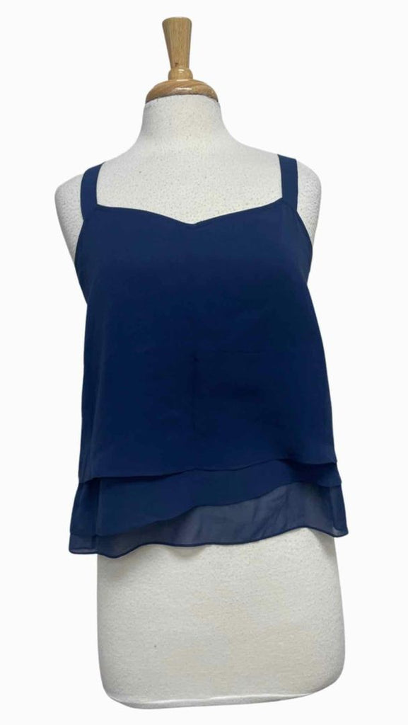 EILEEN FISHER NWT! SHEER SILK GEORGETTE NAVY TANK TOP SIZE PM