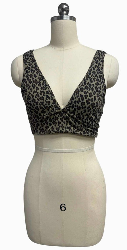 VARLEY WATSON CROSS BACK BRA COFFEE BROWN CHEETAH SIZE M