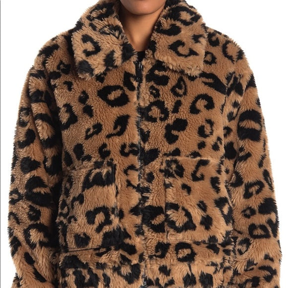 Aves Les Filles Sherpa Trimmed Leopard Biker deals Jacket 2X