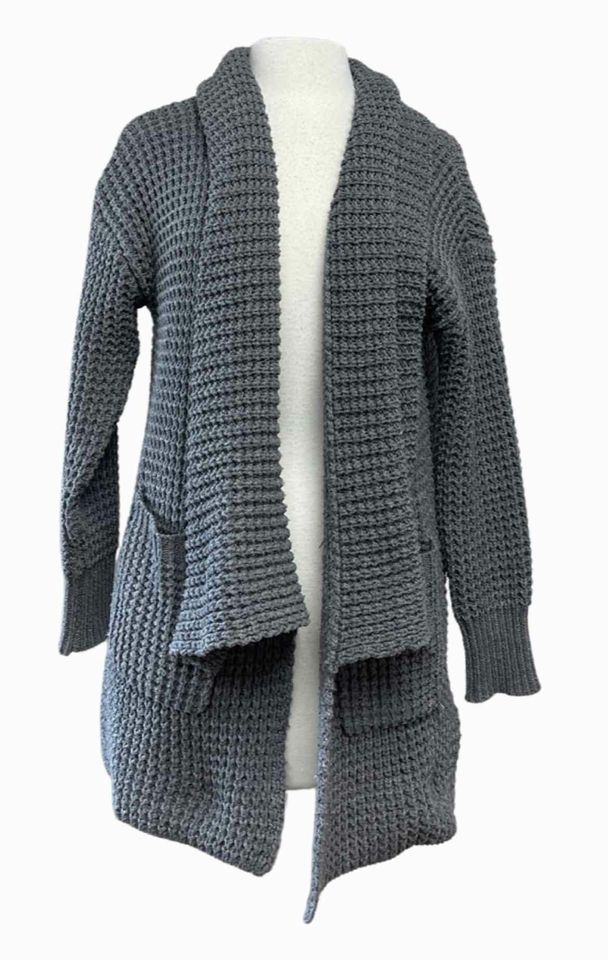 ANTHROPOLOGIE CHUNKY KNIT SHAWL OPEN GRAY CARDIGAN SIZE M