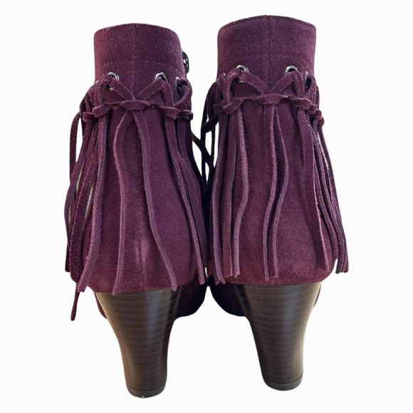 VANELI SUEDE FRINGE MAROON BOOTIE SIZE 7.5