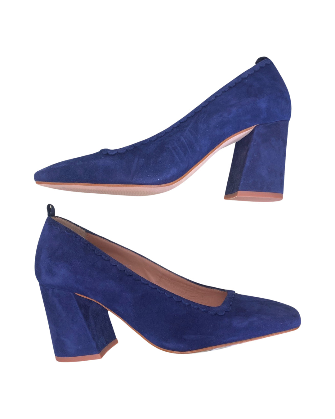 BODEN BLUE SCALLOPED DETAIL HEELS SIZE 37