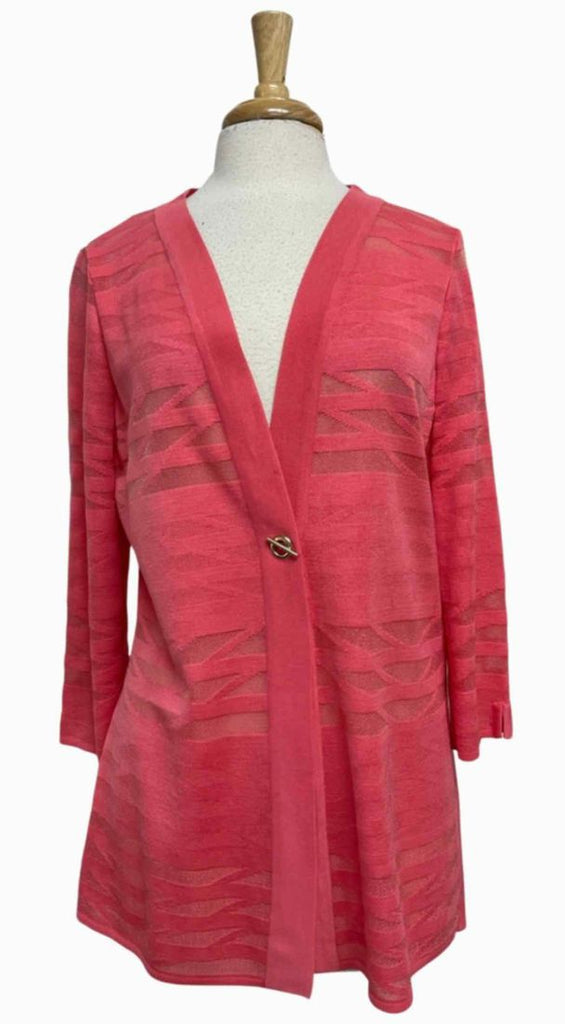 MISOOK ONE HOOK SHEER LS CORAL CARDIGAN SIZE PM