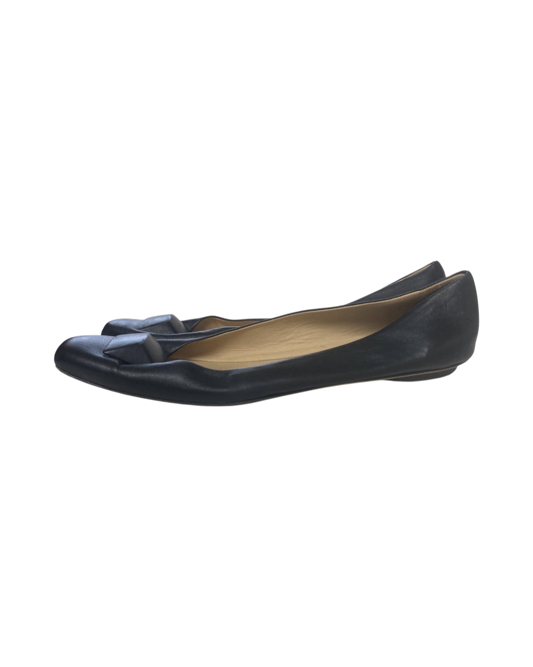 MAXMARA BLACK ITALIAN LEATHER BALLET FLAT SIZE 40/US 10