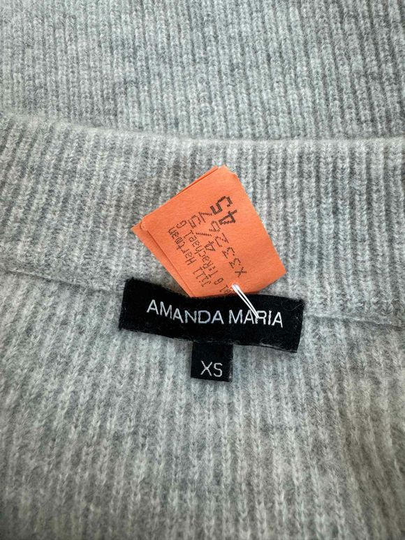 AMANDA MARIA CASHMERE BOXY MOCK NECK KNIT GRAY SWEATER SIZE XS